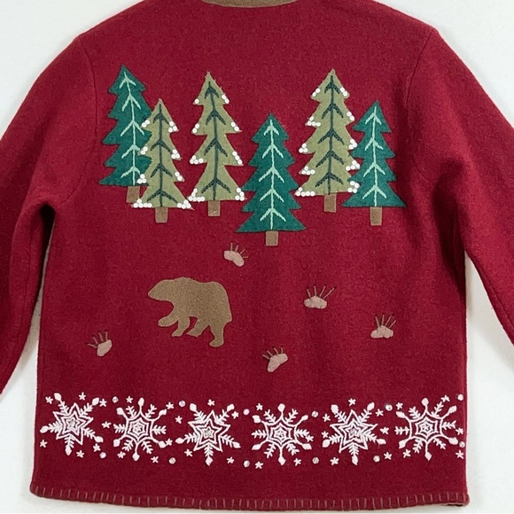 Painted pony red women’s full zip Christmas cropped jacket size medium - Picture 6 of 16